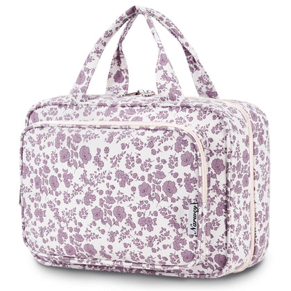 Narwey Travel Toiletry Bag Large Dusty Pink Flower front view