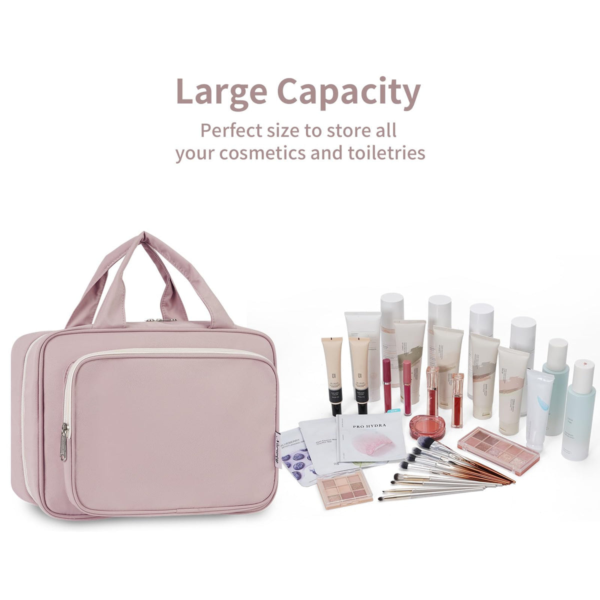 Narwey Travel Toiletry Bag Large Dusty Rose compact design
