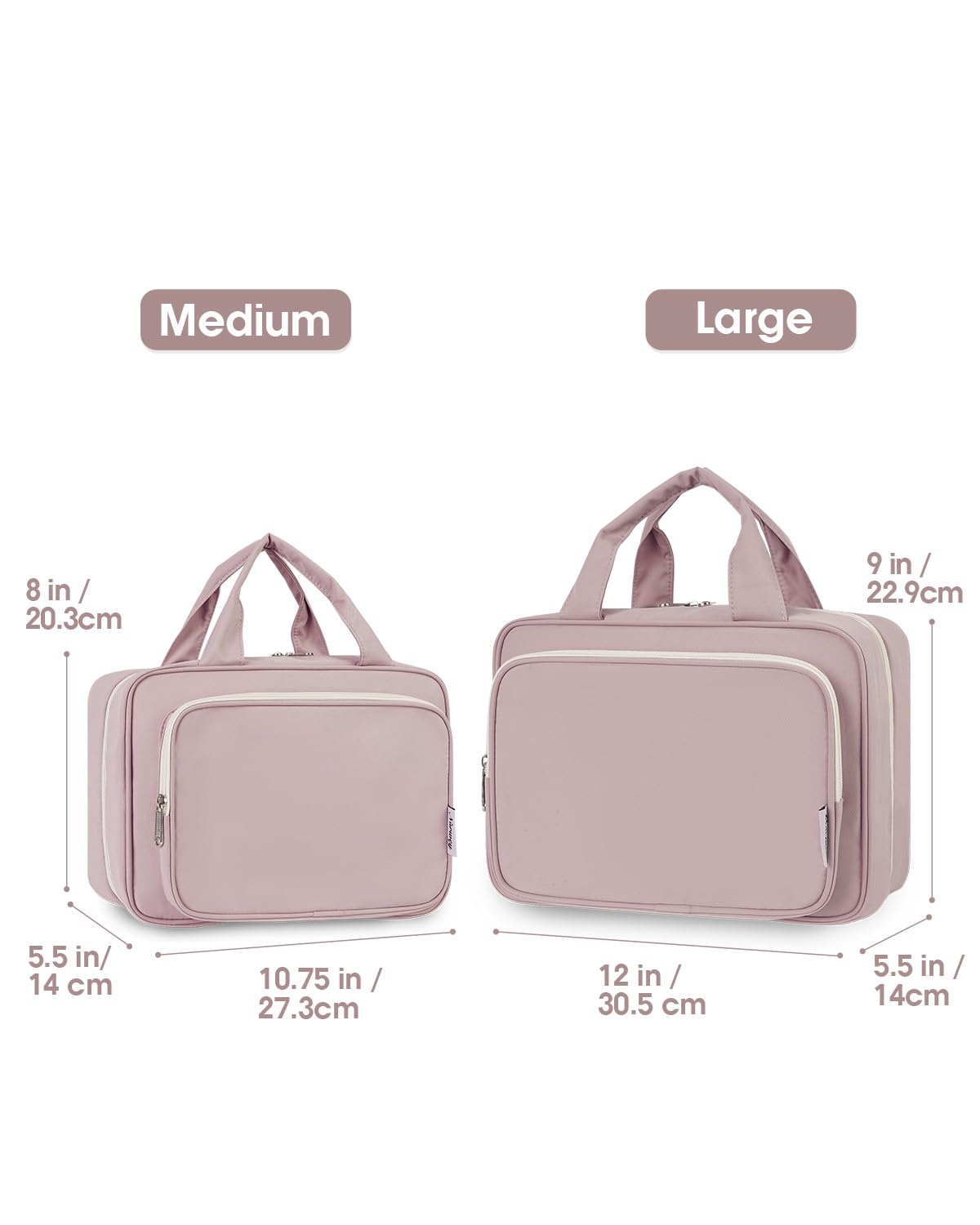 Narwey Travel Toiletry Bag Large Dusty Rose open with compartments