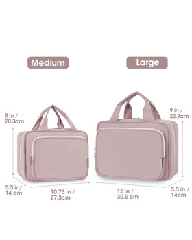 Narwey Travel Toiletry Bag Large Dusty Rose open with compartments