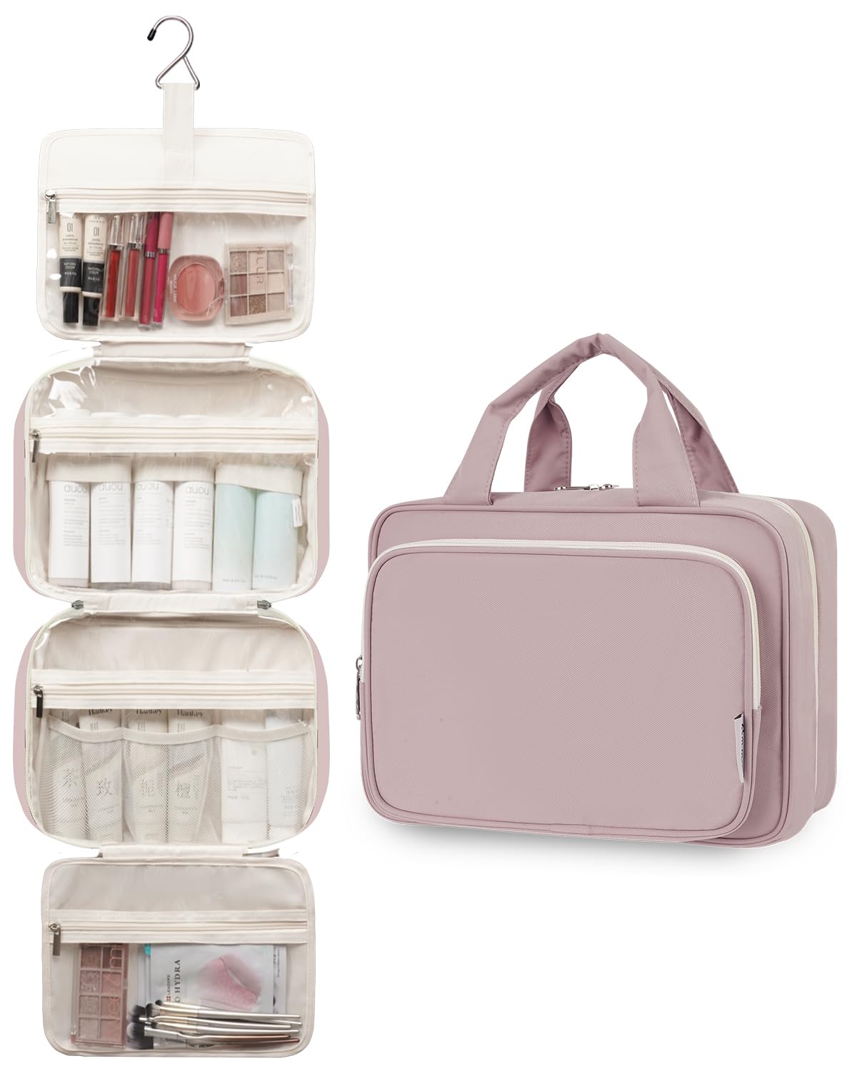 Narwey Travel Toiletry Bag Large Dusty Rose side view