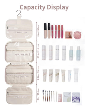 Narwey Travel Toiletry Bag Large Dusty Rose with toiletries inside