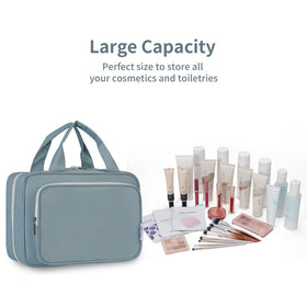 Narwey Travel Toiletry Bag large greyish blue fabric texture