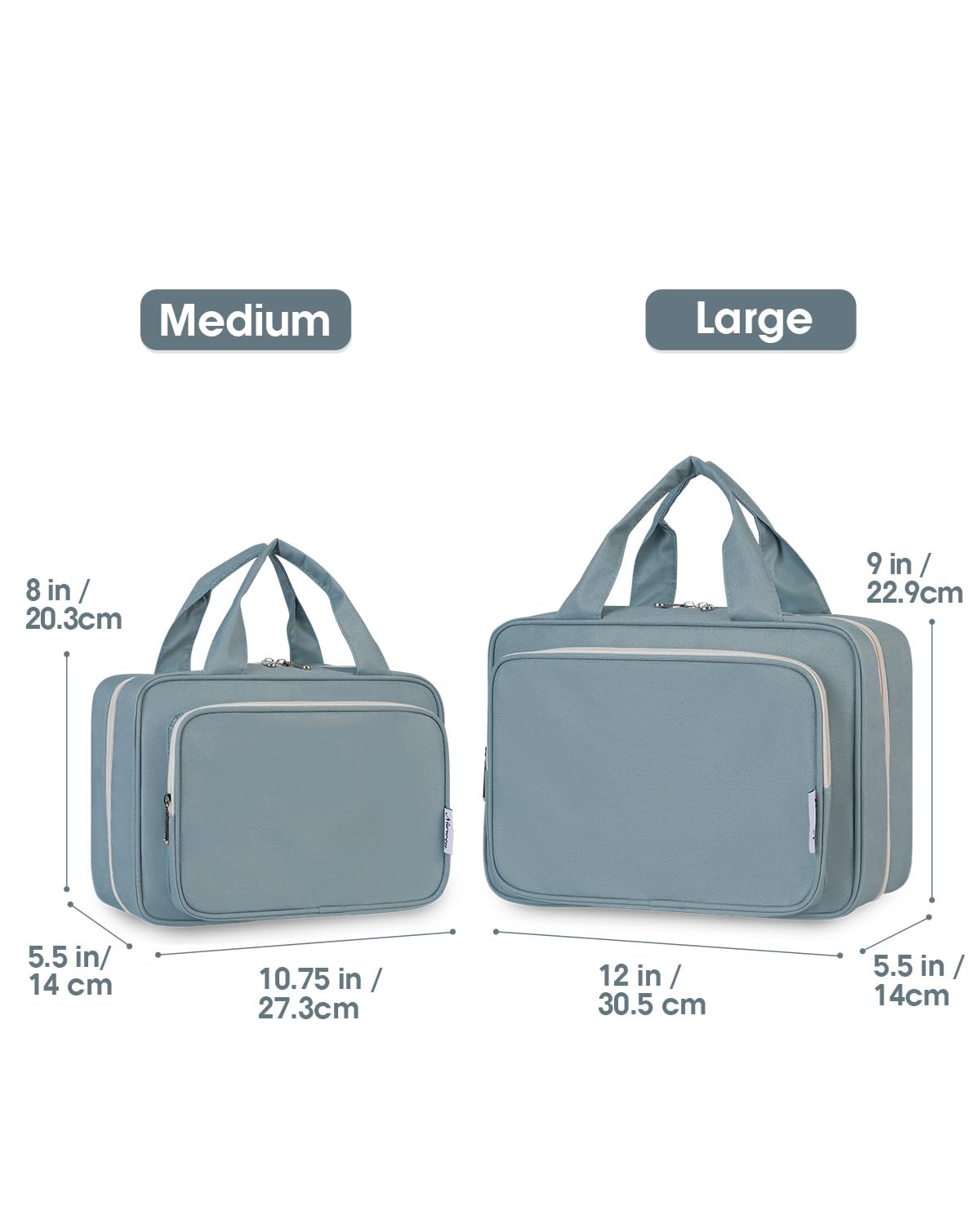 Narwey Travel Toiletry Bag large greyish blue side view