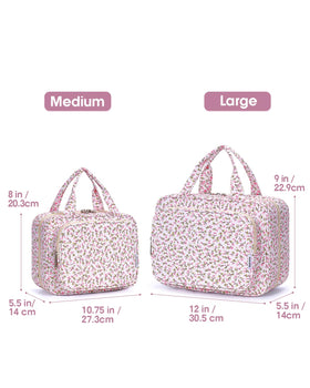Narwey Travel Toiletry Bag Large Hanging Makeup Organizer side view showing compartments