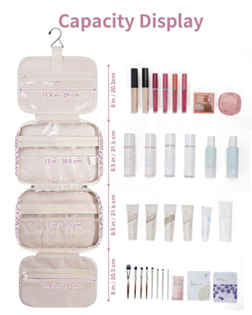 Narwey Travel Toiletry Bag Large Hanging Makeup Organizer with zippers and fabric details