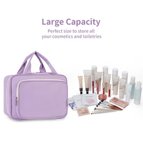 Narwey Travel Toiletry Bag large purple close-up of zippers