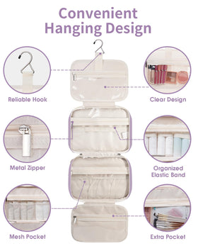 Narwey Travel Toiletry Bag large purple with mesh pockets