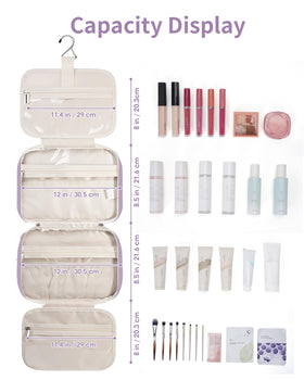 Narwey Travel Toiletry Bag large purple with toiletries inside