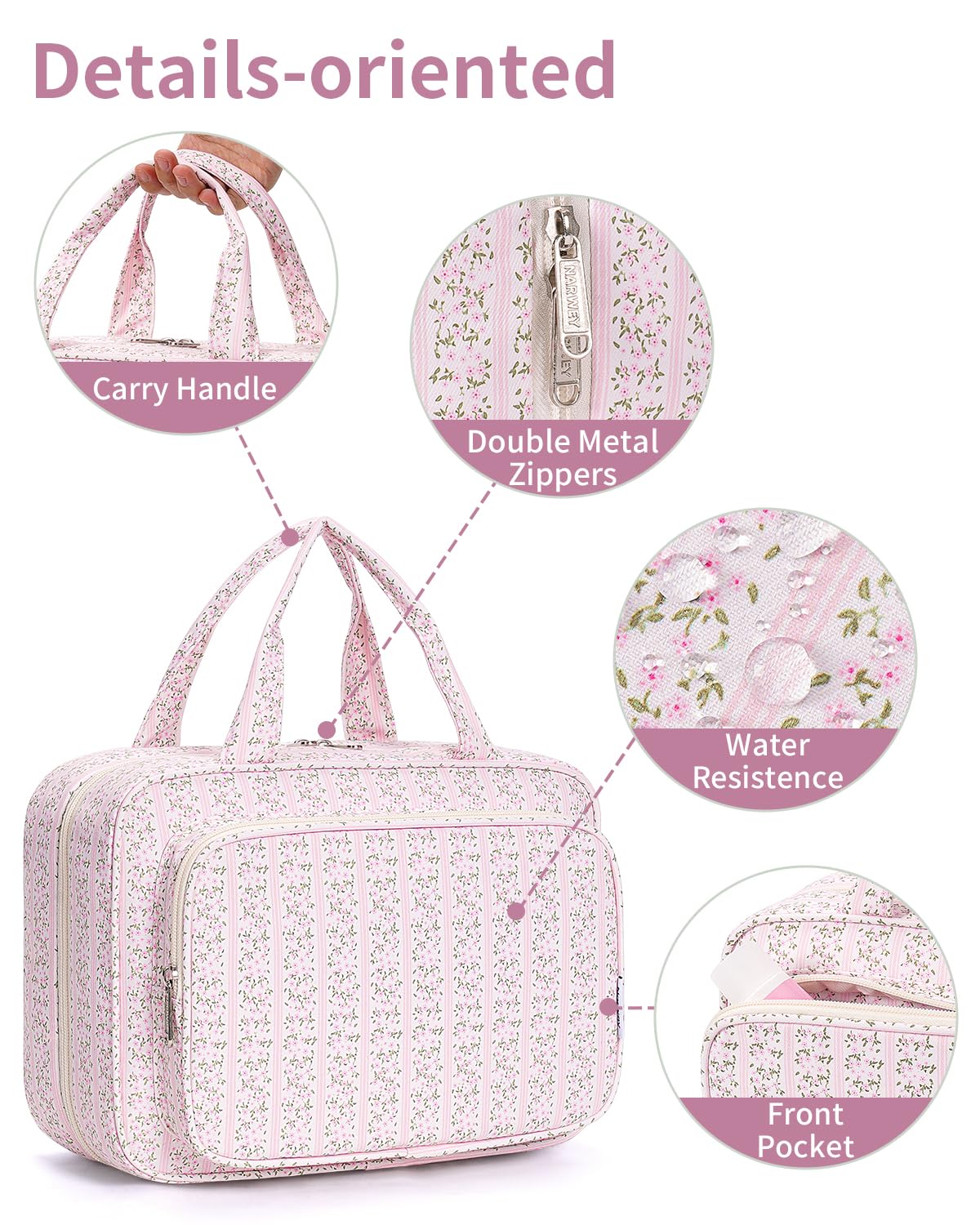 Narwey Travel Toiletry Bag on a bathroom counter