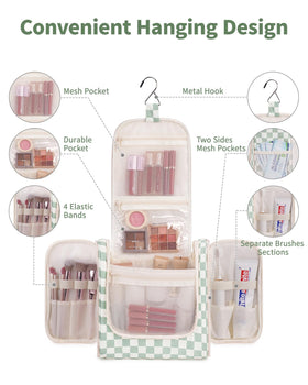 Narwey Travel Toiletry Bag open showing organized compartments