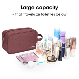 Narwey Travel Toiletry Bag open with toiletries inside