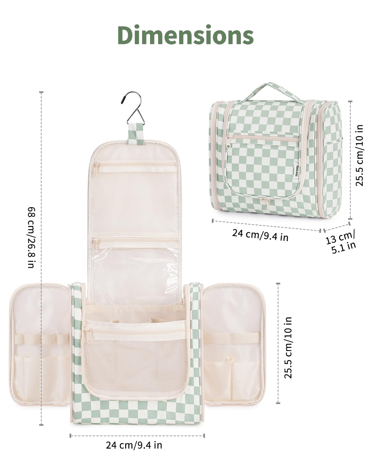 Narwey Travel Toiletry Bag packed flat for travel