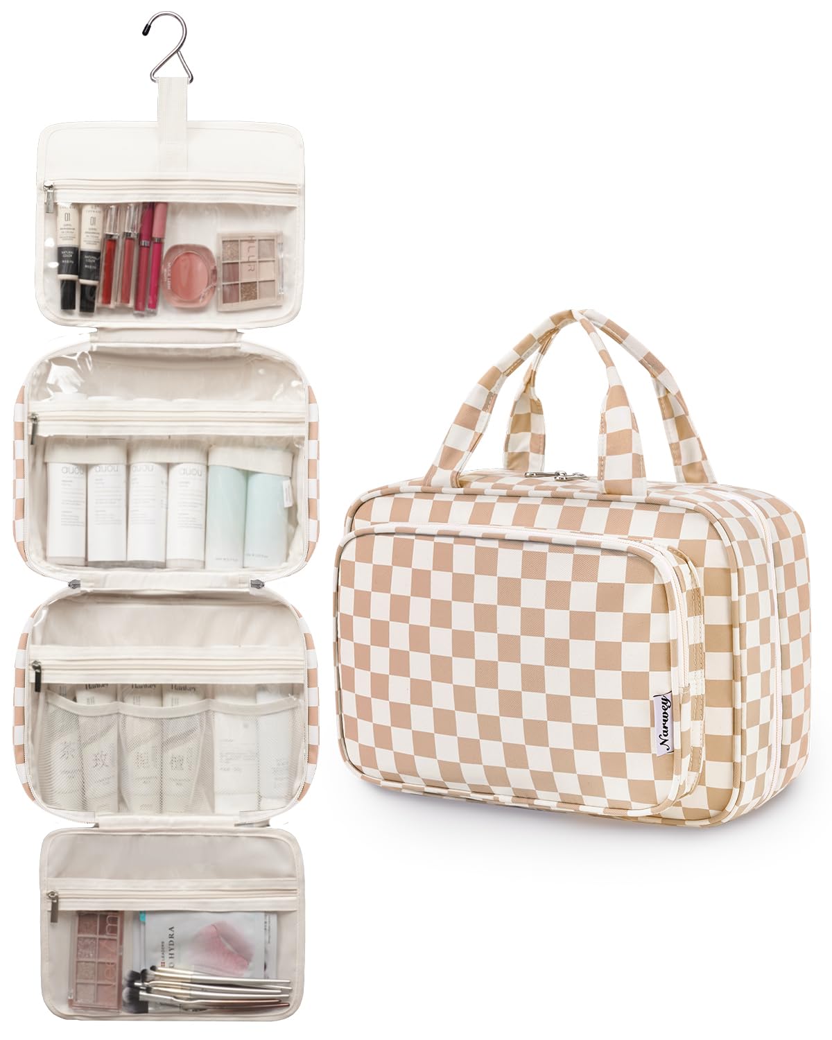 Narwey Travel Toiletry Bag packed with full-size toiletries