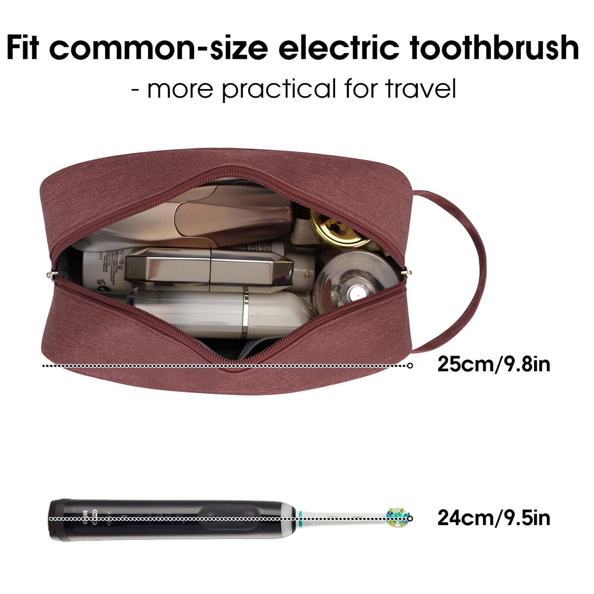 Narwey Travel Toiletry Bag side view showcasing the sturdy handle