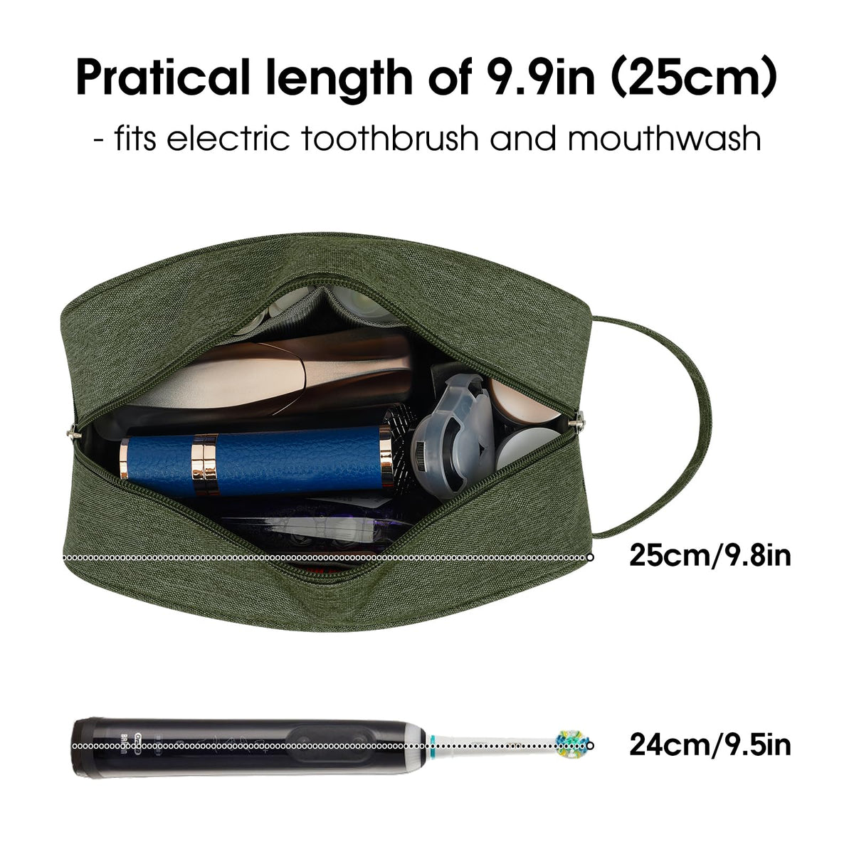 Narwey Travel Toiletry Bag side view showing sturdy handle