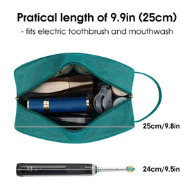 Narwey Travel Toiletry Bag teal showing main compartment and pockets