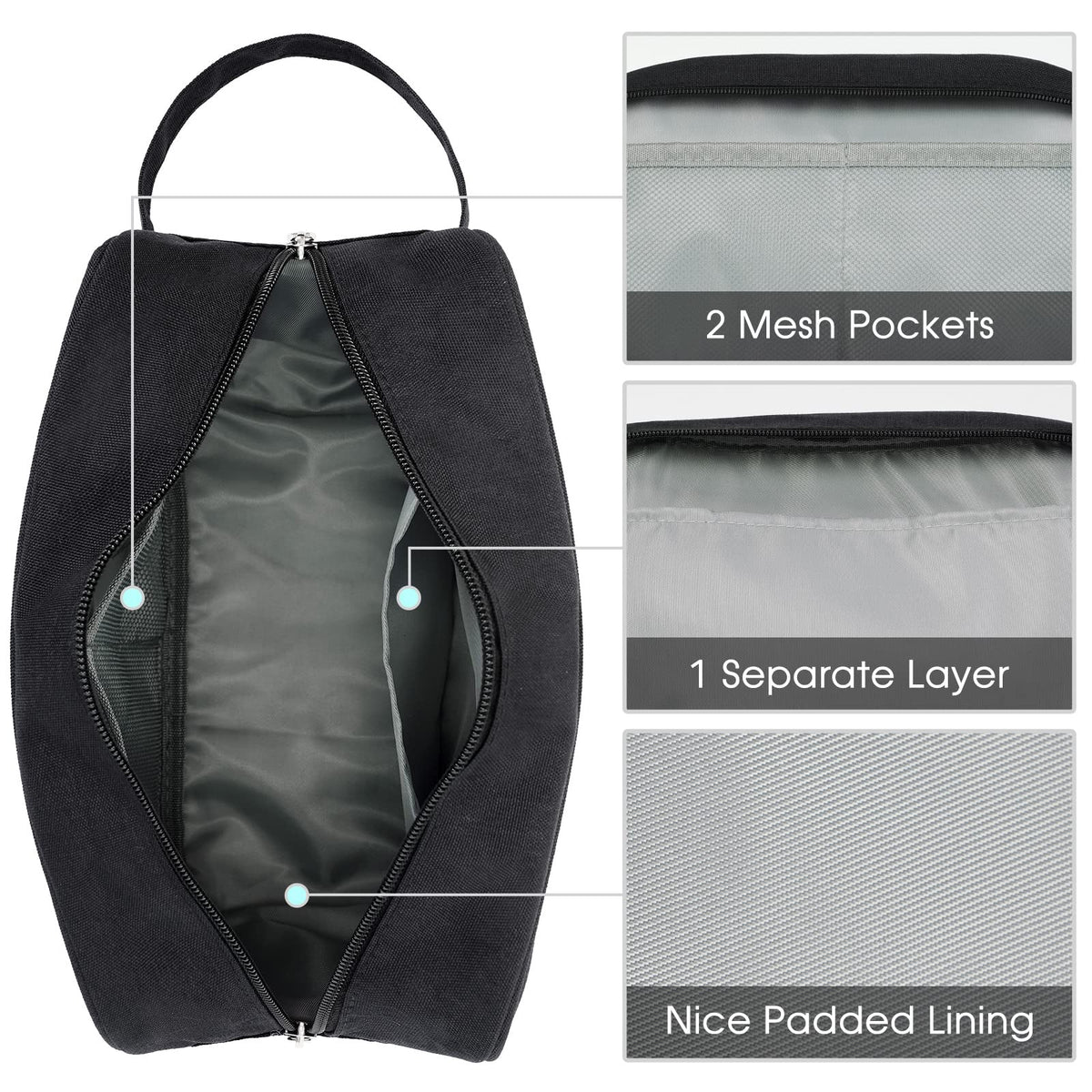 Narwey Travel Toiletry Bag water-resistant fabric detail