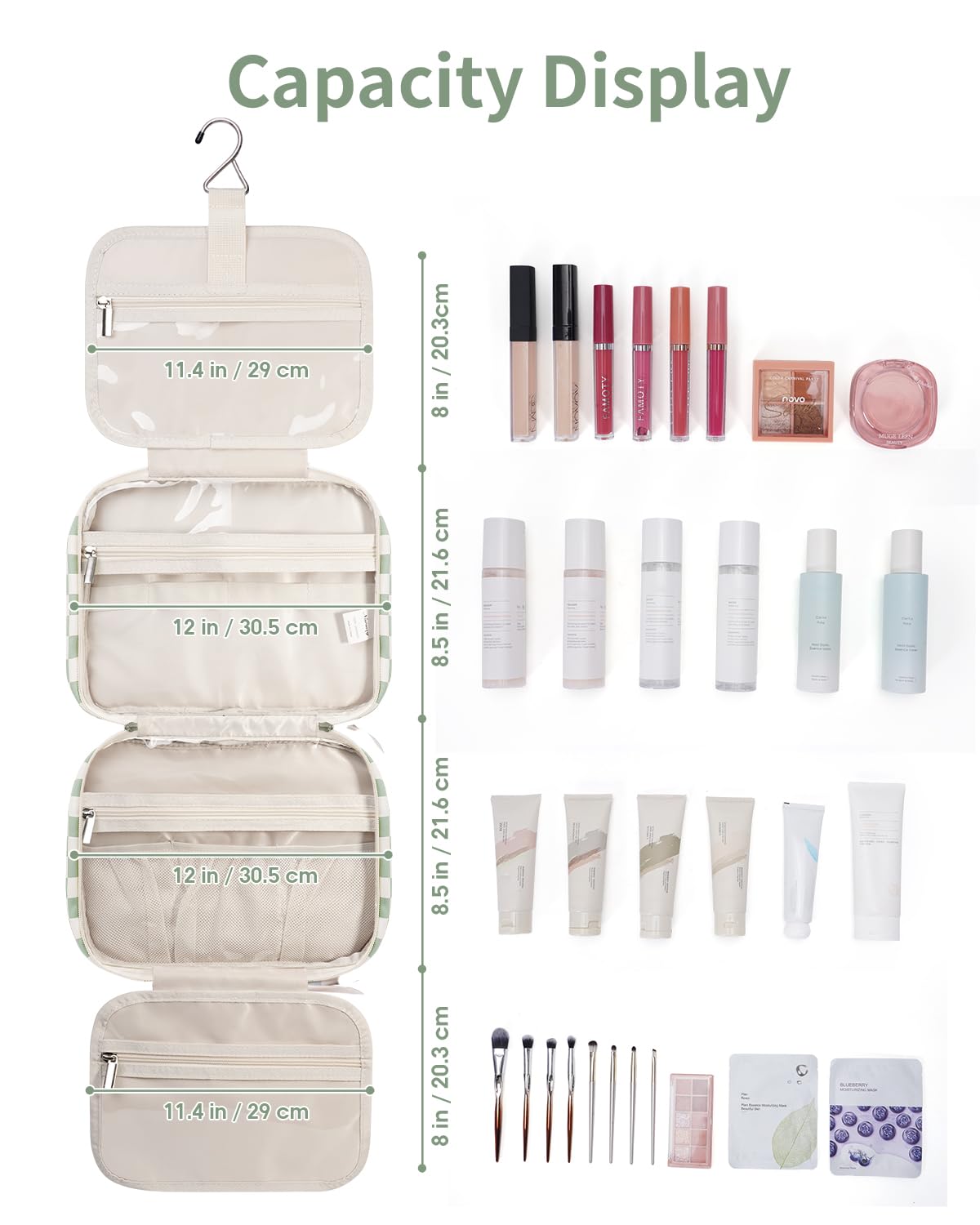 Narwey Travel Toiletry Bag with full-size toiletries inside