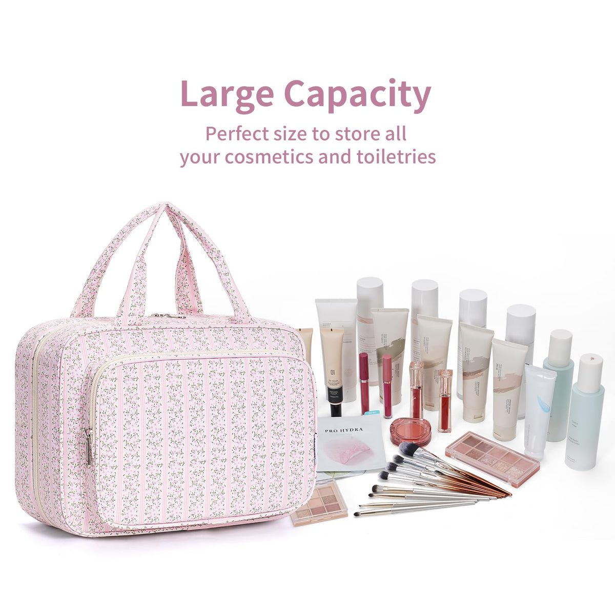 Narwey Travel Toiletry Bag with full-size toiletries inside