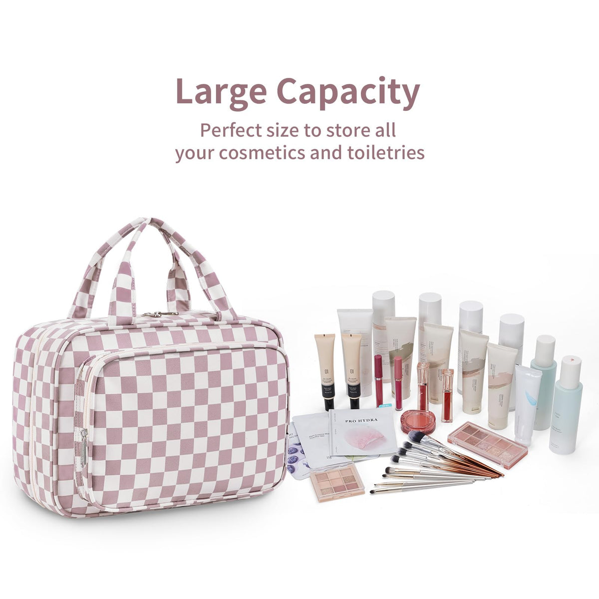 Narwey Travel Toiletry Bag with full-size toiletries inside