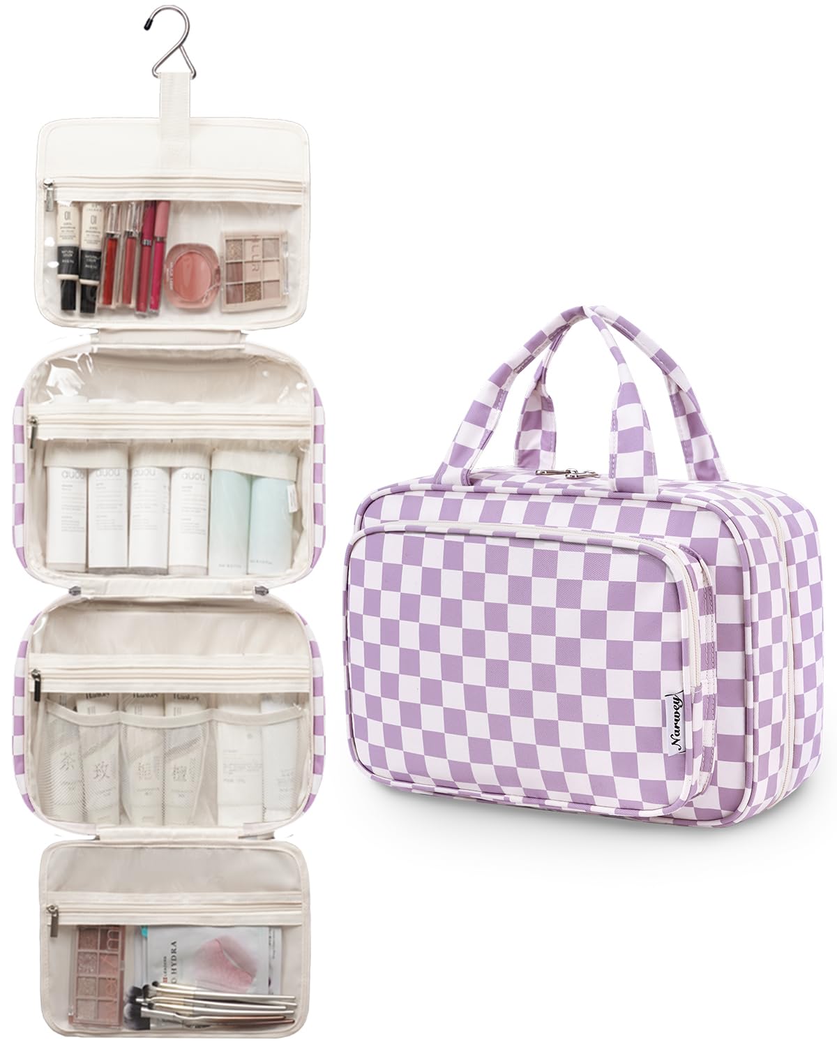 Narwey Travel Toiletry Bag with toiletries and cosmetics inside