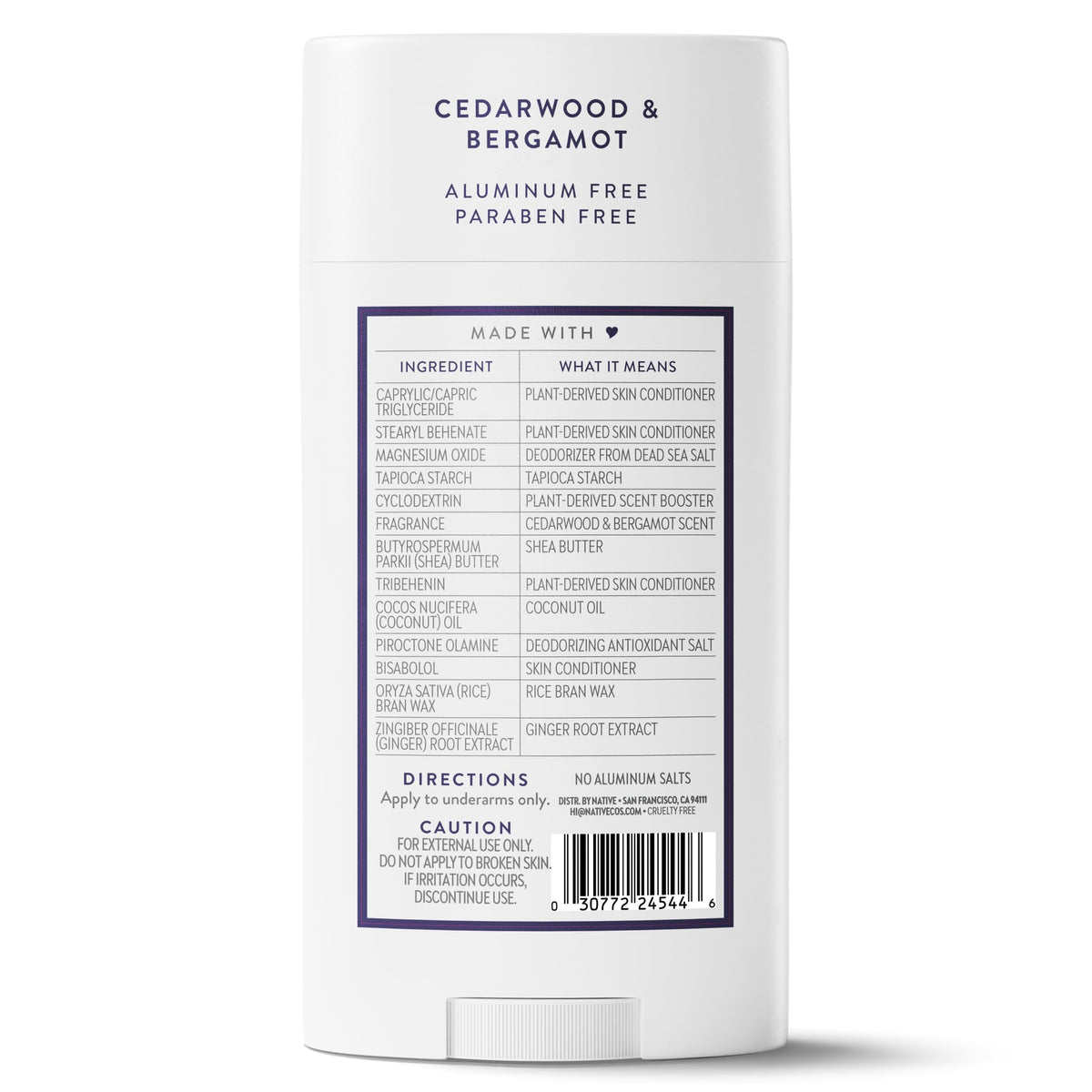 Native Aluminum Free Deodorant Cedarwood & Bergamot large size comparison