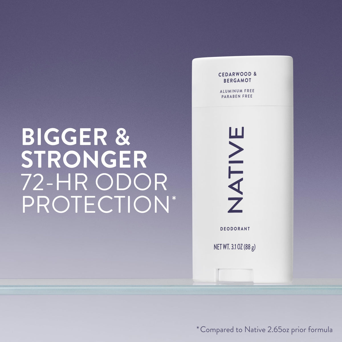 Native Aluminum Free Deodorant Cedarwood & Bergamot side view showing ingredients