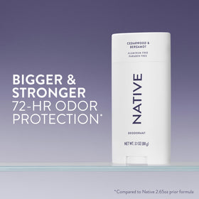 Native Aluminum Free Deodorant Cedarwood & Bergamot side view showing ingredients
