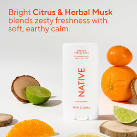 Native Aluminum Free Deodorant Citrus & Herbal Musk application on skin