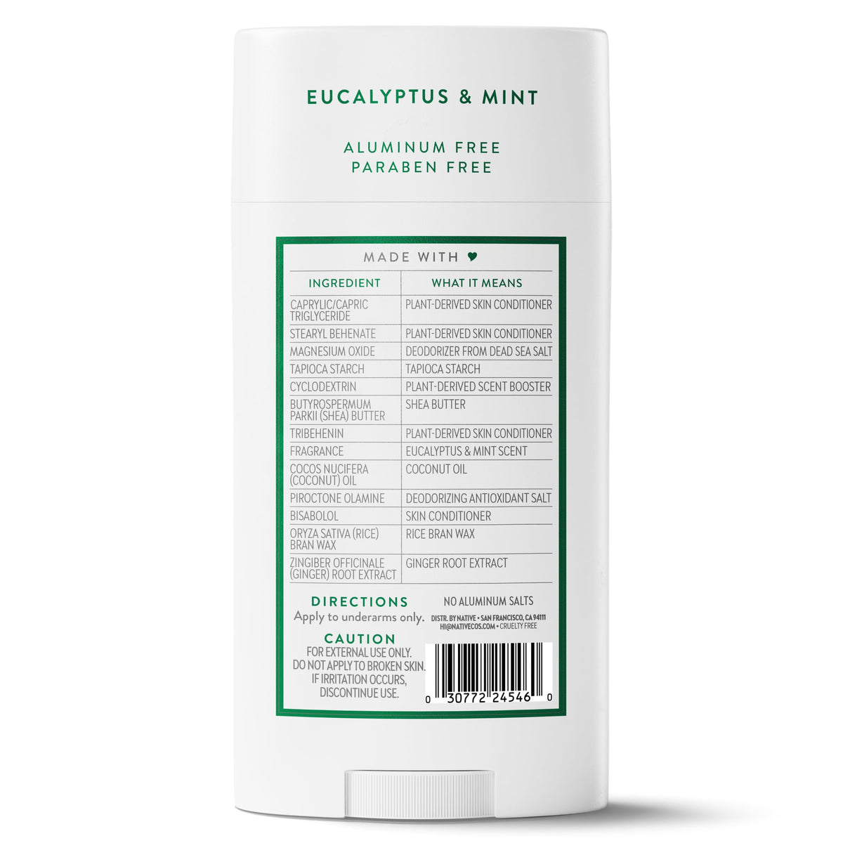 Native Aluminum Free Deodorant Eucalyptus & Mint on a bathroom counter