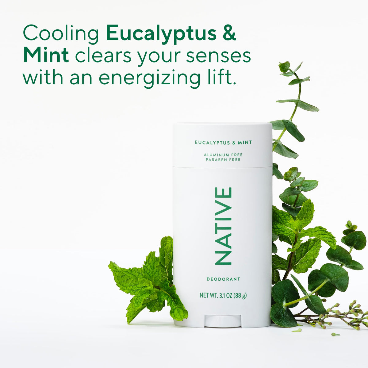 Native Aluminum Free Deodorant Eucalyptus & Mint stick application