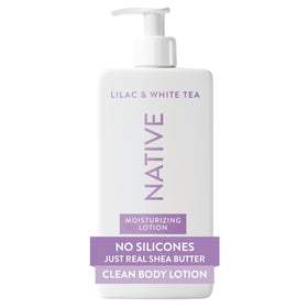 Native Body Lotion 16.5 fl oz front view with lilac and white tea scent