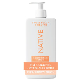 Native Body Lotion 16.5 fl oz front view with peach and nectarine scent