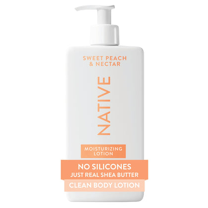 Native Body Lotion 16.5 fl oz front view with peach and nectarine scent