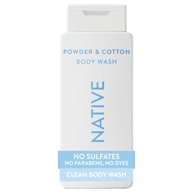 Native Body Wash 18 oz front view with soft powder and cotton scent