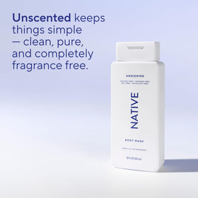 Native Body Wash 18 oz in a bathroom setting