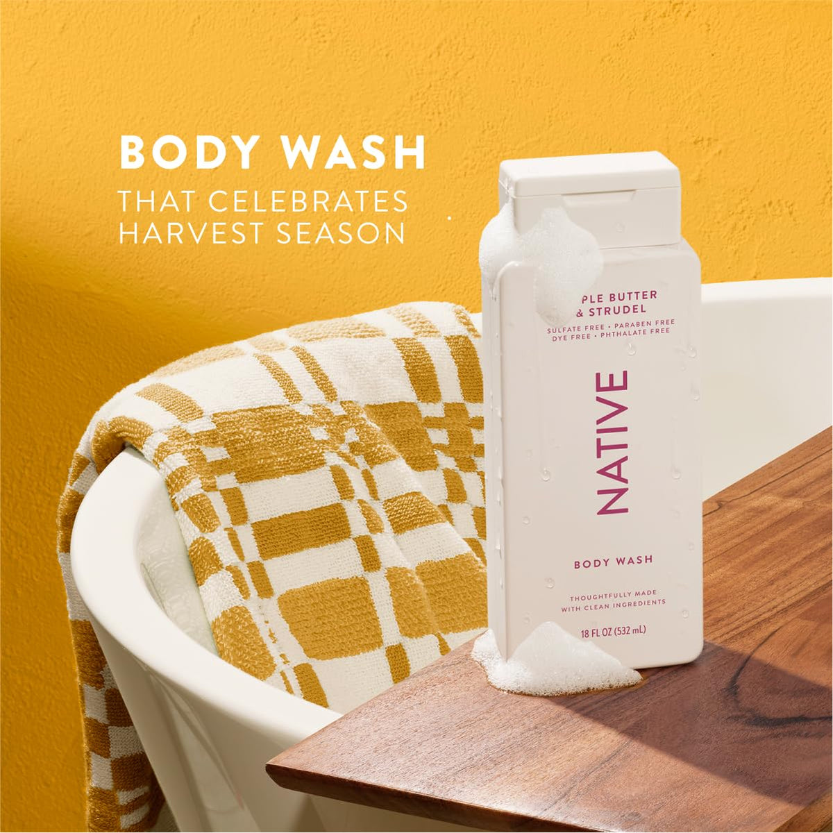 Native Body Wash Apple Butter & Strudel 18 oz back view