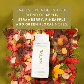 Native Body Wash Autumn Air & Amber 18 oz with lather
