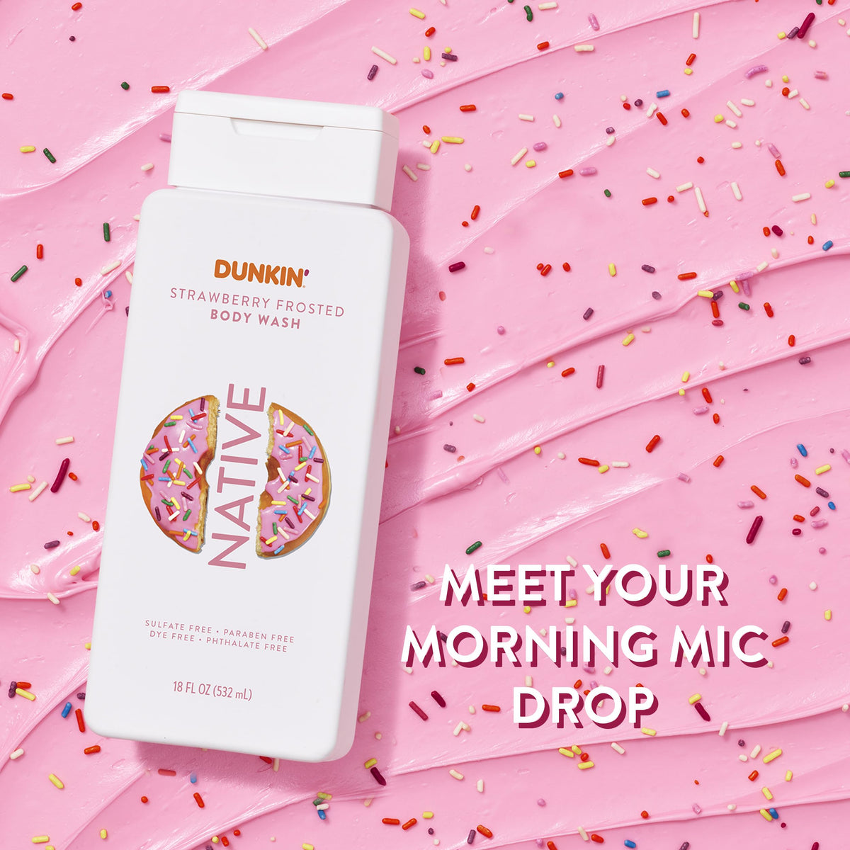 Native Body Wash Dunkin Strawberry Frosted 18 oz back view