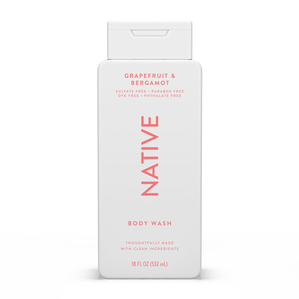 Native Body Wash Grapefruit & Bergamot 18 oz front view