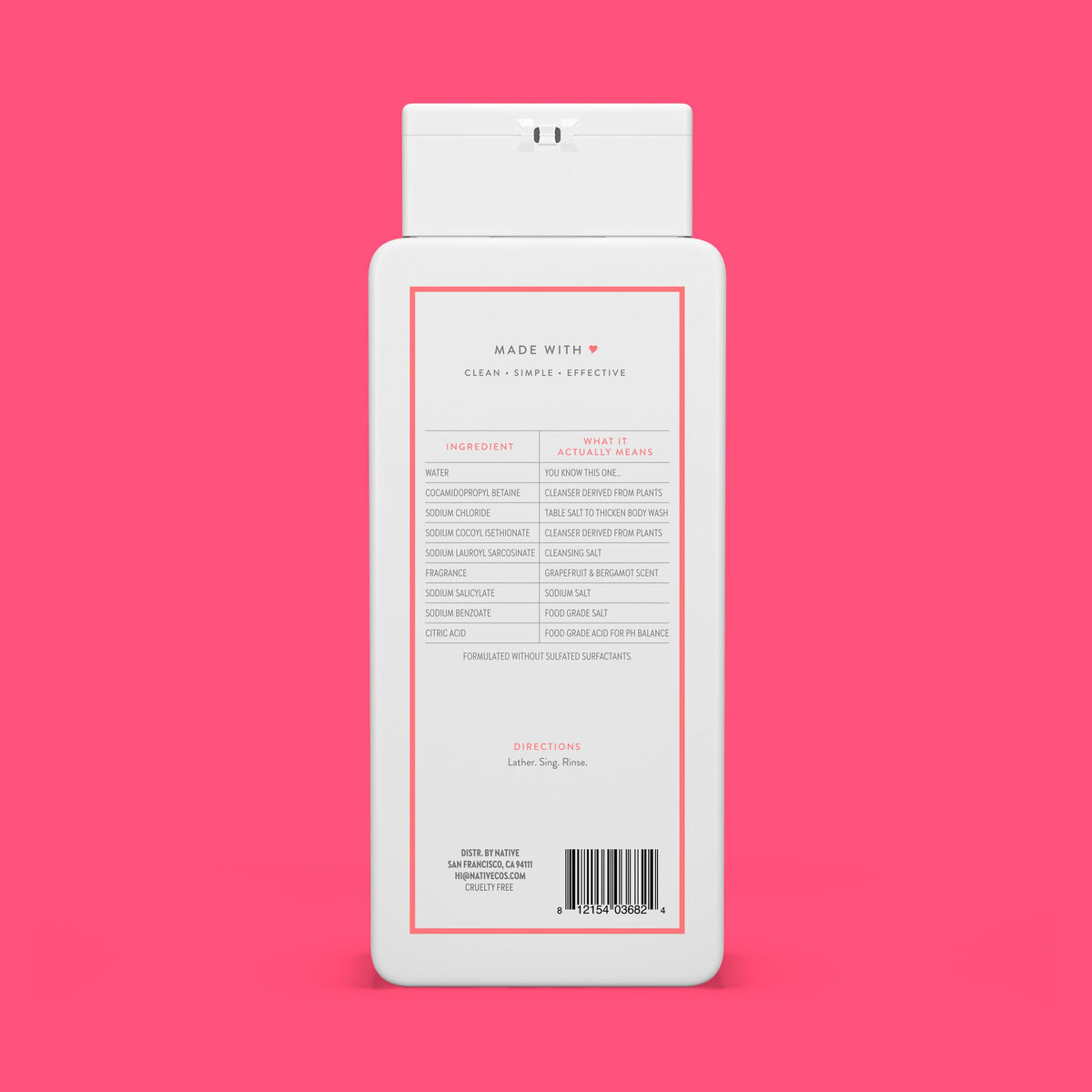 Native Body Wash Grapefruit & Bergamot product packaging