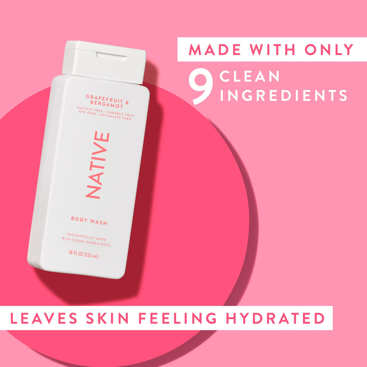 Native Body Wash Grapefruit & Bergamot with natural ingredients