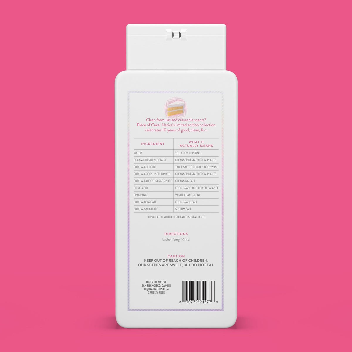 Native Body Wash Piece of Cake bottle with label