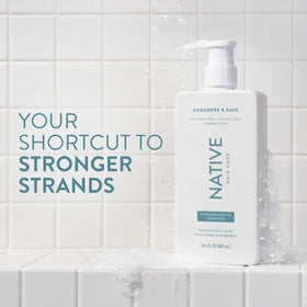 Native Cashmere & Rain Shampoo bottle with label