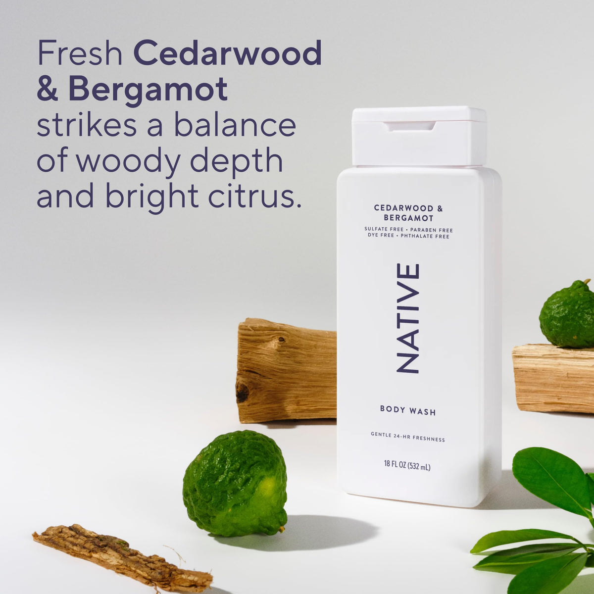 Native Clean Body Wash 18 fl oz with fresh cedarwood and bergamot