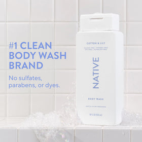 Native Clean Body Wash Cotton & Lily bottle back view