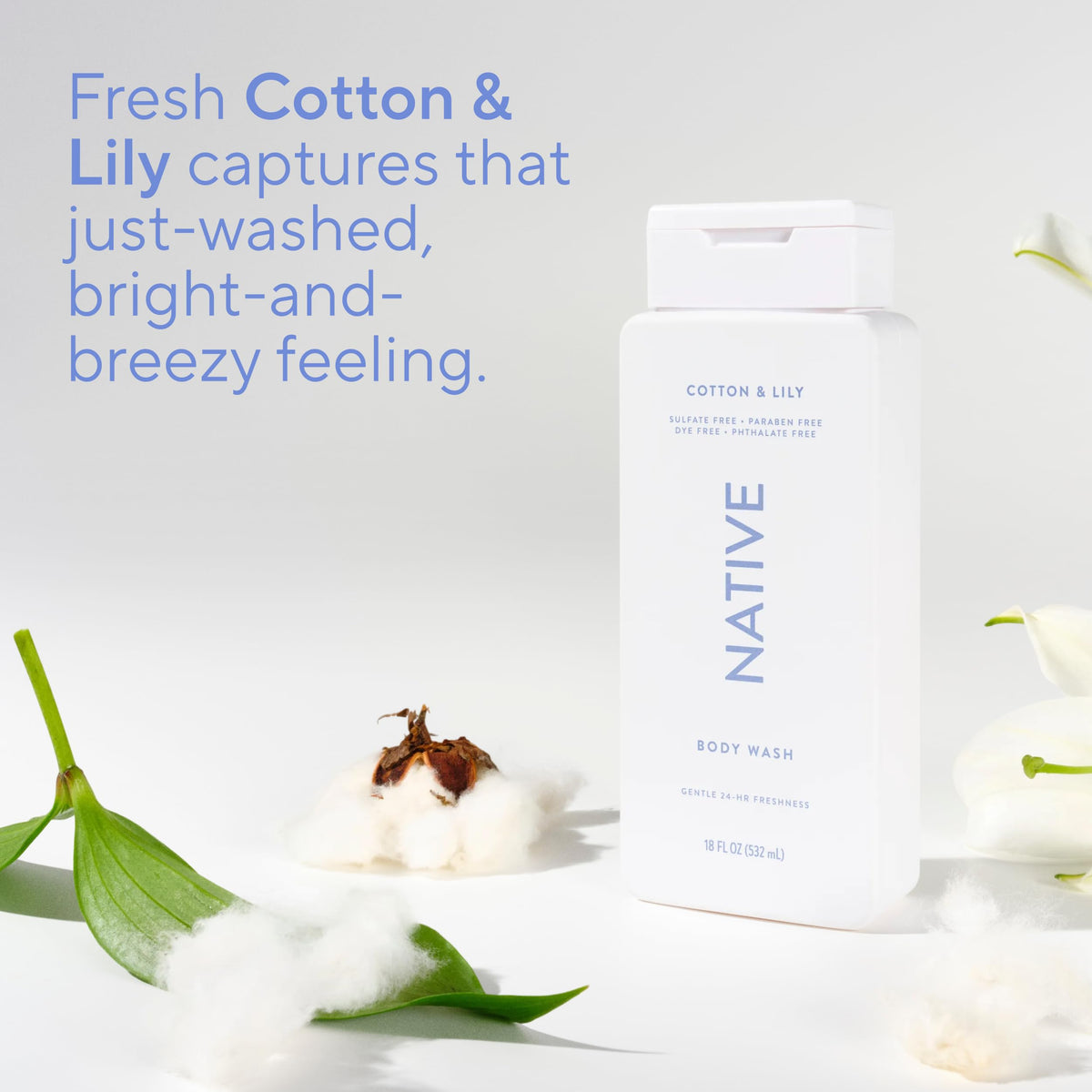 Native Clean Body Wash Cotton & Lily with loofah for lather