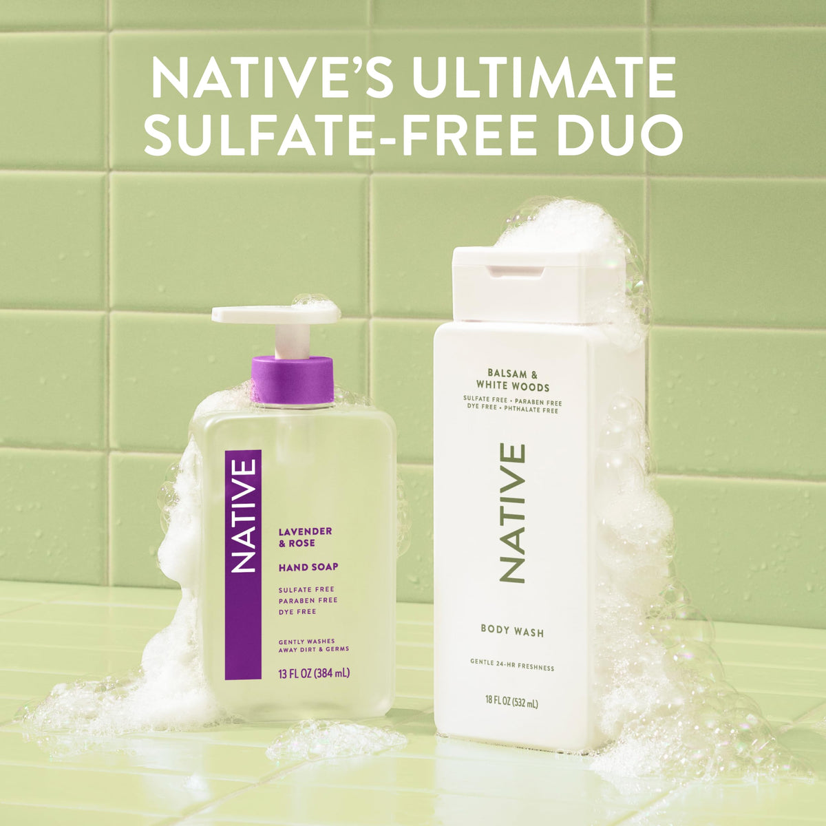 Native Clean Body Wash on loofah
