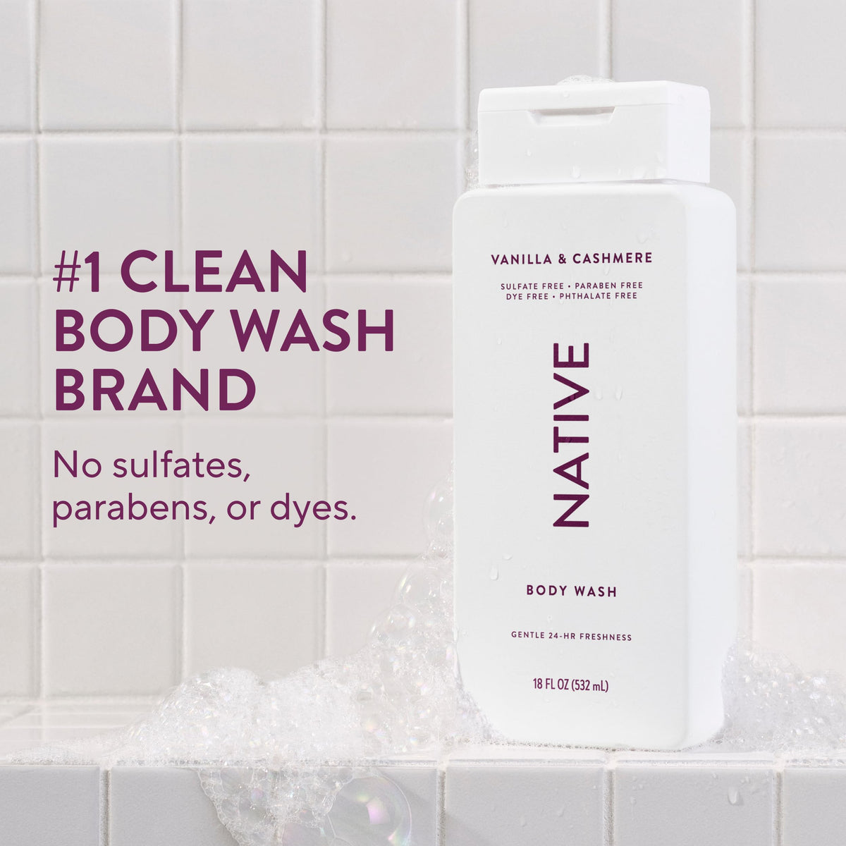 Native Clean Body Wash Vanilla & Cashmere back view